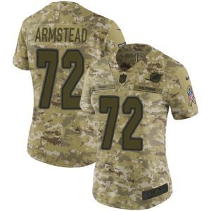 cheap Dolphins #72 Terron Armstead Camo Women's Stitched NFL Limited 2018 Salute To Service Jersey
