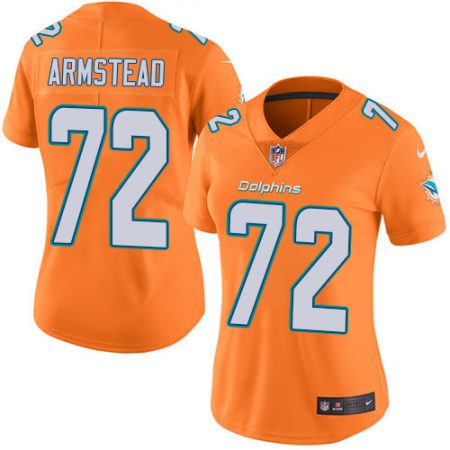Dolphins #72 Terron Armstead Orange Women's Stitched NFL Limited Rush Jersey