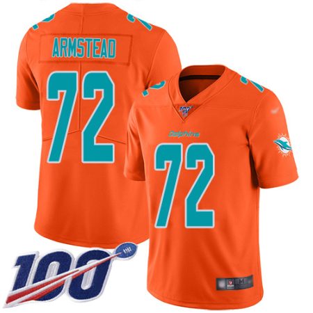 Dolphins #72 Terron Armstead Orange Youth Stitched NFL Limited Inverted Legend 100th Season Jersey