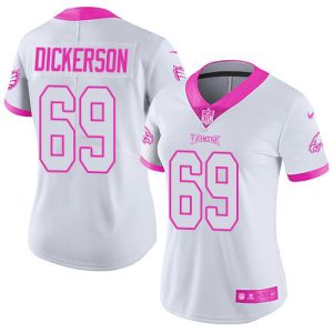 wholesale Eagles #69 Landon Dickerson White/Pink Women's Stitched NFL Limited Rush Fashion Jersey