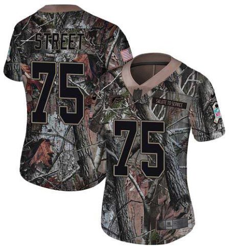 Falcons #75 Kentavius Street Camo Stitched Women's NFL Limited Rush Realtree Jersey
