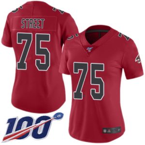 Falcons #75 Kentavius Street Red Stitched Women's NFL Limited Rush 100th Season Jersey