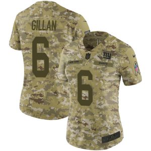 wholesale Giants #6 Jamie Gillan Camo Women's Stitched NFL Limited 2018 Salute To Service Jersey