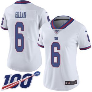 Giants #6 Jamie Gillan White Women's Stitched NFL Limited Rush 100th Season Jersey