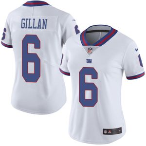 giants #6 jamie gillan white women's stitched nfl limited rush cheap jersey