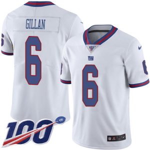 wholesale Giants #6 Jamie Gillan White Youth Stitched NFL Limited Rush 100th Season Jersey