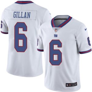 wholesale Giants #6 Jamie Gillan White Youth Stitched NFL Limited Rush Jersey