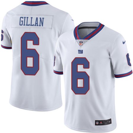 wholesale Giants #6 Jamie Gillan White Youth Stitched NFL Limited Rush Jersey