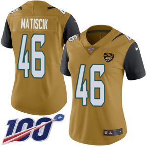 cheap Jaguars #46 Ross Matiscik Gold Women's Stitched NFL Limited Rush 100th Season Jersey