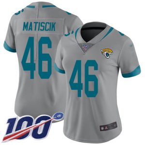 Jaguars #46 Ross Matiscik Silver Women's Stitched NFL Limited Inverted Legend 100th Season Jersey
