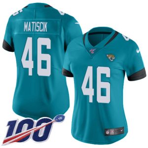 Jaguars #46 Ross Matiscik Teal Green Alternate Women's Stitched NFL 100th Season Vapor Untouchable Limited Jersey