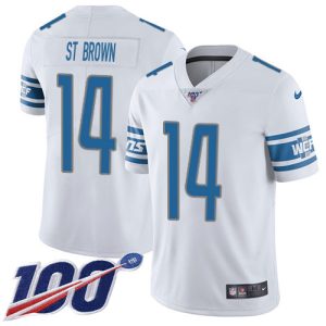 lions #14 amon-ra st. brown white youth stitched nfl 100th season vapor untouchable limited cheap jersey