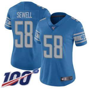 lions #58 penei sewell blue team color women's stitched nfl 100th season vapor untouchable limited wholesale jersey