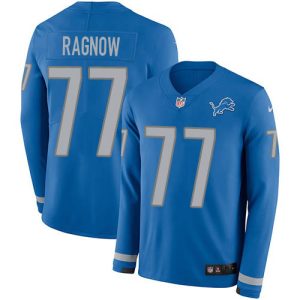 wholesale Lions #77 Frank Ragnow Blue Team Color Youth Stitched NFL Limited Therma Long Sleeve Jersey