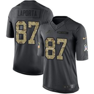wholesale Lions #87 Sam LaPorta Black Youth Stitched NFL Limited 2016 Salute to Service Jersey