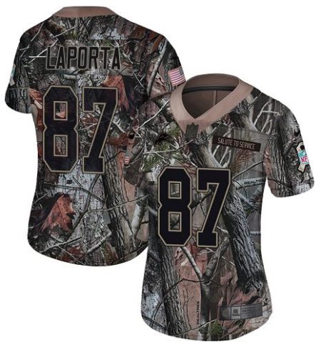 lions #87 sam laporta camo women's stitched nfl limited rush realtree wholesale jersey