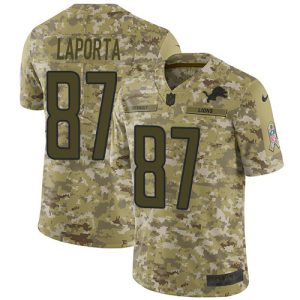 wholesale Lions #87 Sam LaPorta Camo Youth Stitched NFL Limited 2018 Salute To Service Jersey