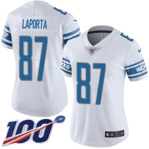 lions #87 sam laporta white women's stitched nfl 100th season vapor untouchable limited wholesale jersey
