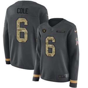 wholesale Raiders #6 AJ Cole Anthracite Salute to Service Women's Stitched NFL Limited Therma Long Sleeve Jersey