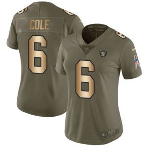 wholesale Raiders #6 AJ Cole Olive/Gold Women's Stitched NFL Limited 2017 Salute To Service Jersey