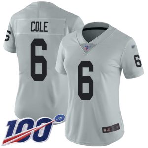 Raiders #6 AJ Cole Silver Women's Stitched NFL Limited Inverted Legend 100th Season Jersey