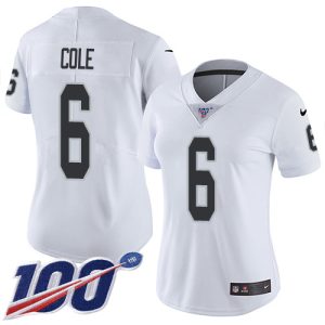 wholesale Raiders #6 AJ Cole White Women's Stitched NFL 100th Season Vapor Untouchable Limited Jersey