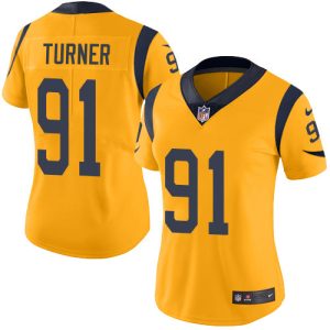 wholesale Rams #91 Kobie Turner Gold Women's Stitched NFL Limited Rush Jersey