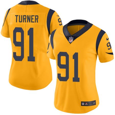wholesale Rams #91 Kobie Turner Gold Women's Stitched NFL Limited Rush Jersey