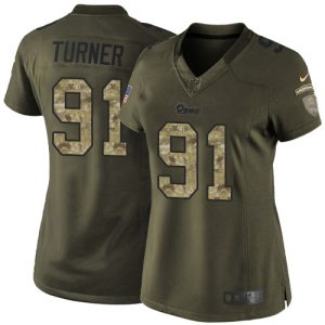 rams #91 kobie turner green women's stitched nfl limited 2015 salute to service wholesale jersey