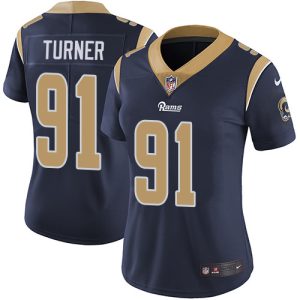 Rams #91 Kobie Turner Navy Blue Team Color Women's Stitched NFL Vapor Untouchable Limited Jersey