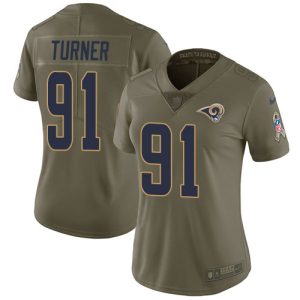 rams #91 kobie turner olive women's stitched nfl limited 2017 salute to service wholesale jersey