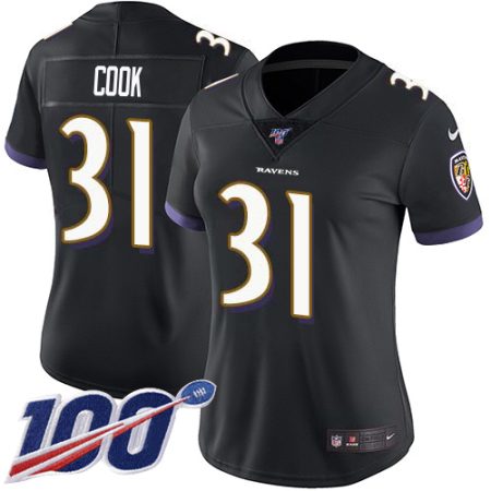 Ravens #31 Dalvin Cook Black Alternate Women's Stitched NFL 100th Season Vapor Untouchable Limited Jersey