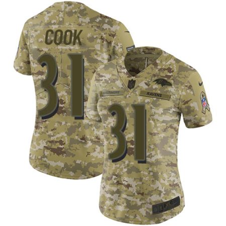 Ravens #31 Dalvin Cook Camo Women's Stitched NFL Limited 2018 Salute To Service Jersey