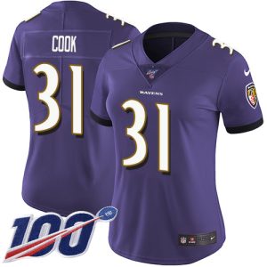 cheap Ravens #31 Dalvin Cook Purple Team Color Women's Stitched NFL 100th Season Vapor Untouchable Limited Jersey