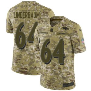 wholesale Ravens #64 Tyler Linderbaum Camo Youth Stitched NFL Limited 2018 Salute To Service Jersey
