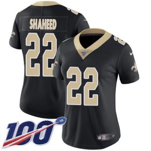 saints #22 rashid shaheed black team color women's stitched nfl 100th season vapor limited wholesale jersey