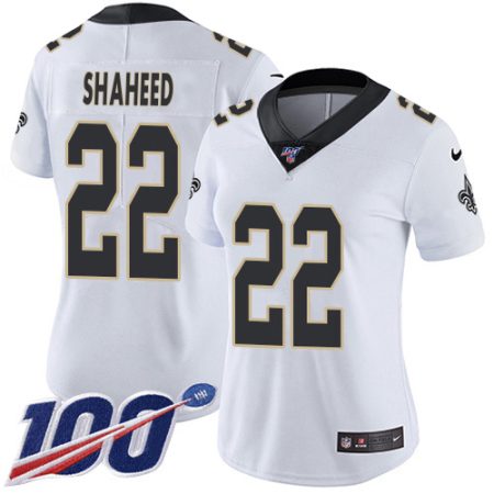 saints #22 rashid shaheed white women's stitched nfl 100th season vapor limited wholesale jersey