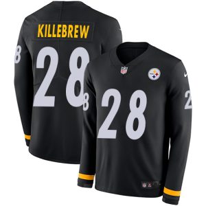 cheap Steelers #28 Miles Killebrew Black Team Color Youth Stitched NFL Limited Therma Long Sleeve Jersey
