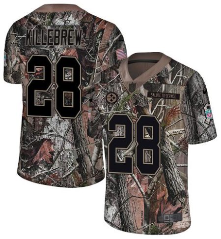 Steelers #28 Miles Killebrew Camo Youth Stitched NFL Limited Rush Realtree Jersey