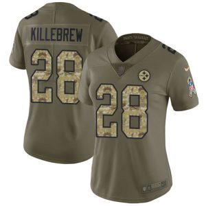 wholesale Steelers #28 Miles Killebrew Olive/Camo Women's Stitched NFL Limited 2017 Salute To Service Jersey