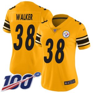 steelers #38 mykal walker gold women's stitched nfl limited inverted legend 100th season wholesale jersey
