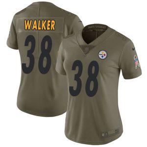 Steelers #38 Mykal Walker Olive Women's Stitched NFL Limited 2017 Salute To Service Jersey