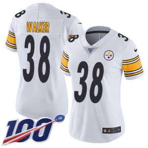 Steelers #38 Mykal Walker White Women's Stitched NFL 100th Season Vapor Untouchable Limited Jersey