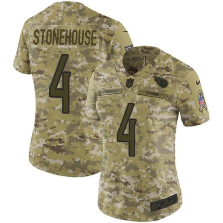 cheap Titans #4 Ryan Stonehouse Camo Women's Stitched NFL Limited 2018 Salute to Service Jersey