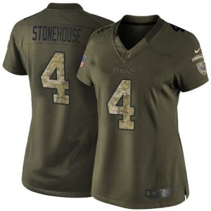 Titans #4 Ryan Stonehouse Green Women's Stitched NFL Limited 2015 Salute to Service Jersey