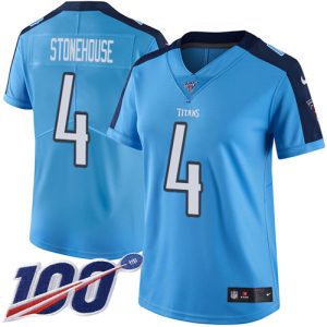 Titans #4 Ryan Stonehouse Light Blue Women's Stitched NFL Limited Rush 100th Season Jersey