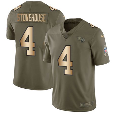 Titans #4 Ryan Stonehouse Olive/Gold Youth Stitched NFL Limited 2017 Salute To Service Jersey