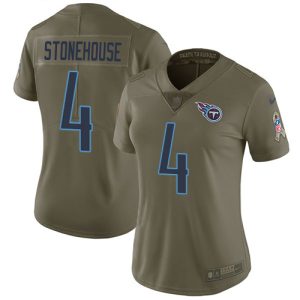 titans #4 ryan stonehouse olive women's stitched nfl limited 2017 salute to service wholesale jersey