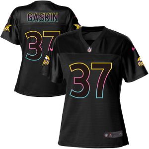 Vikings #37 Myles Gaskin Black Women's NFL Fashion Game Jersey