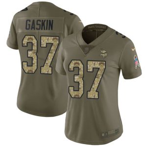 Vikings #37 Myles Gaskin Olive/Camo Women's Stitched NFL Limited 2017 Salute To Service Jersey